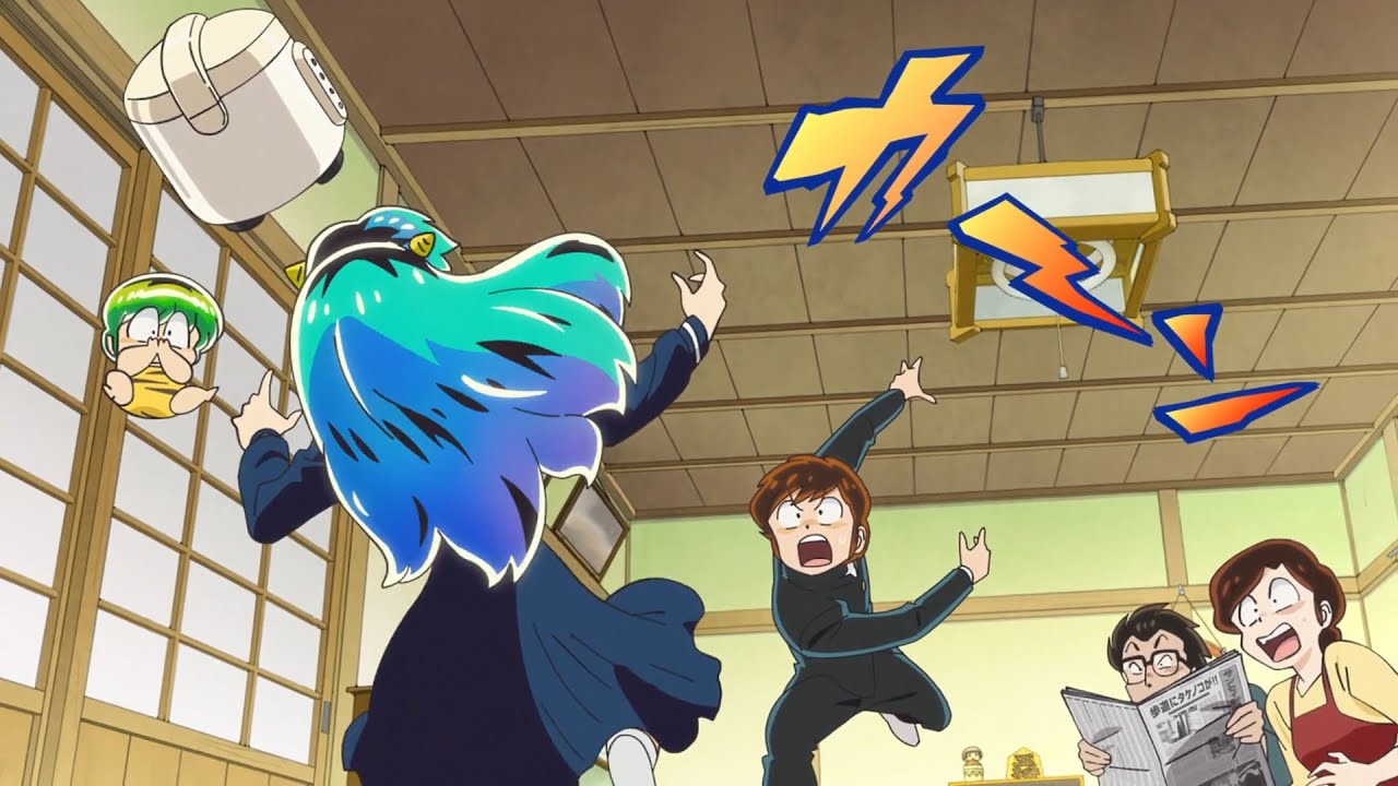 Ataru hits Lum with rice cooker and makes her incommunicable!  ^_^  