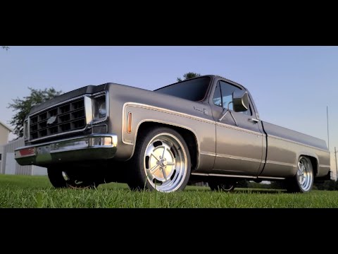 1977 Chevy C10 Squarebody, Belltech 4/6 Drop on 22 inch Salt flats, Bolt in C notch, Very clean.