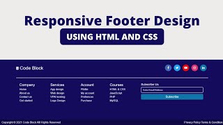 Responsive Footer Design using only HTML and CSS