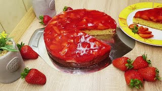 تحلية الفراولة بدون كريمة اقتصادية ولذيذة gâteau froid aux frais