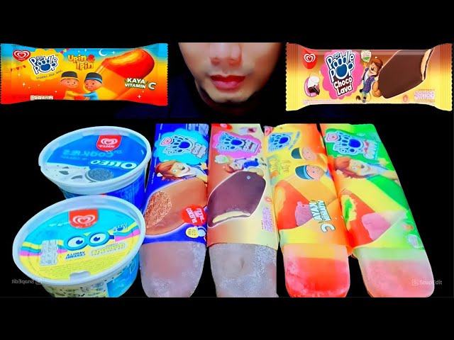 ASMR ICE CREAM PADDLE POP🌈🤎 UPIN AND IPIN, CHOCO MAGMA, TRICO, WALLS OREO COOKIES, CHOCO LAVA,MINION