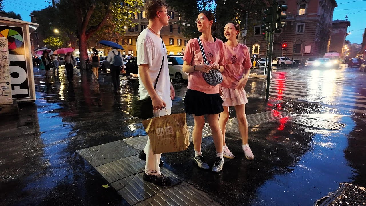 Rome When It Rains | Beautiful Evening Walk Tour 4K #rome  #italy  #walkingtour  #rainyday