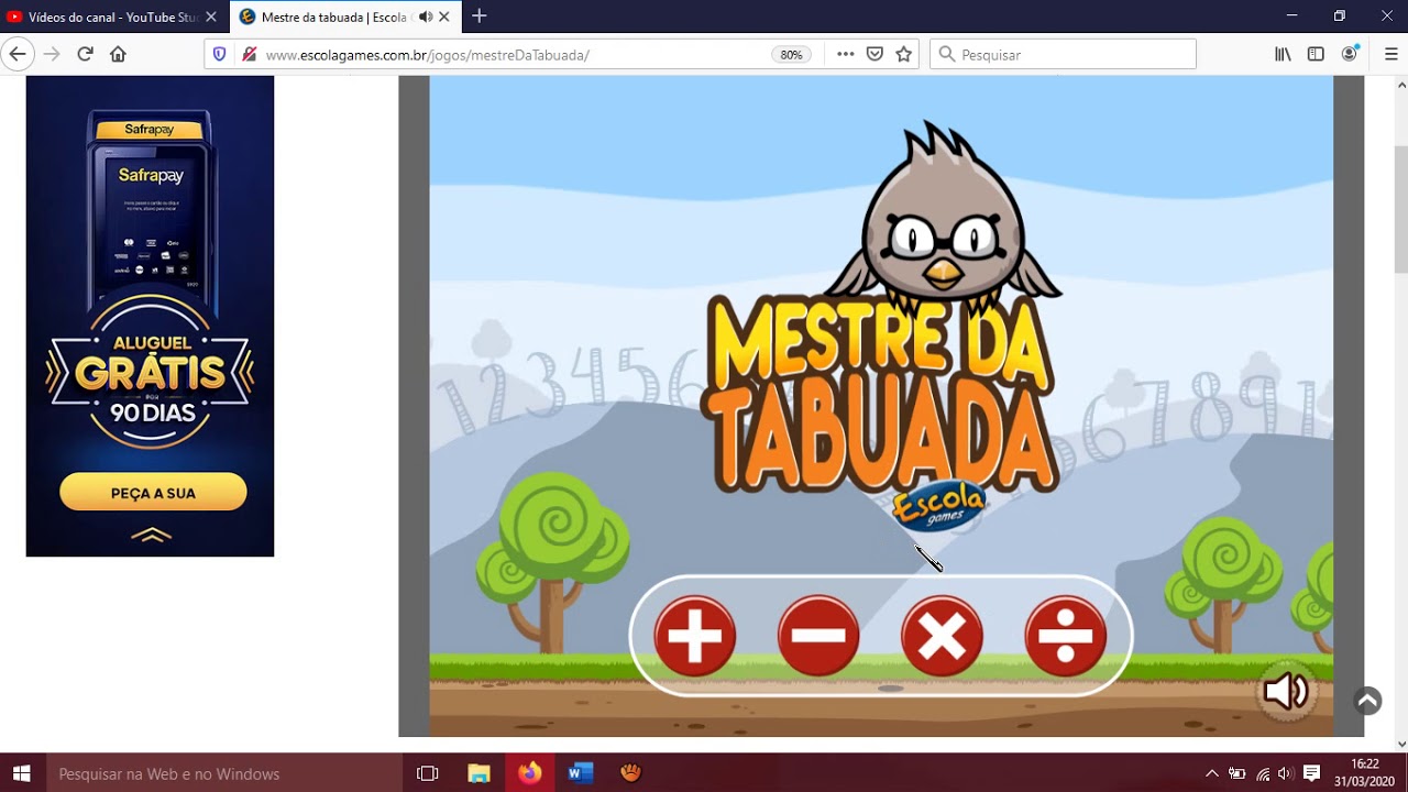 Jogo mestre da tabuada EscolaGames - YouTube