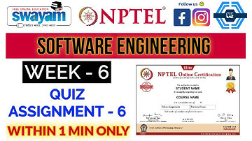 Software Engineering - NPTEL || WEEK 6 ASSIGNMENT SOLUTION ||