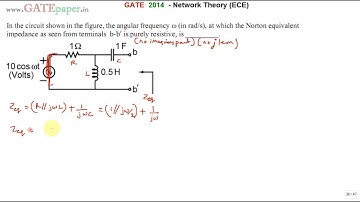 GATE 2014 ECE Find angular frequency if Norton
