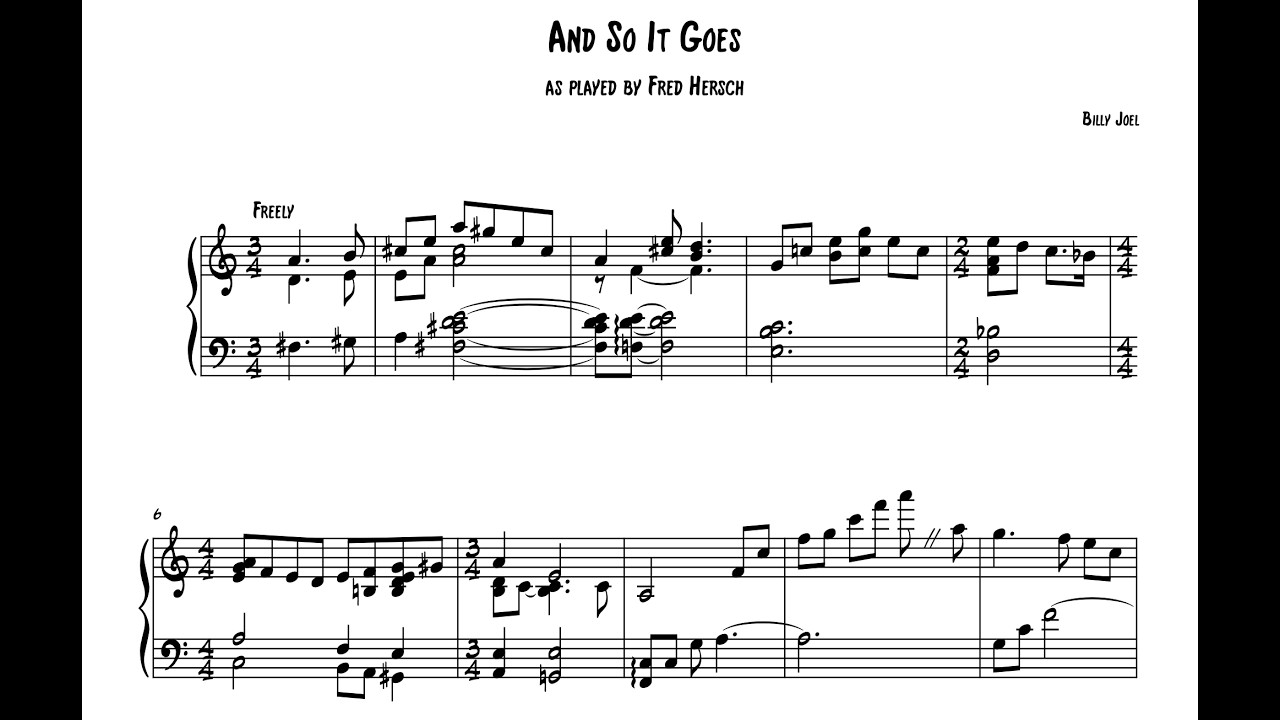 And So It Goes by Fred Hersch (piano solo transcription)