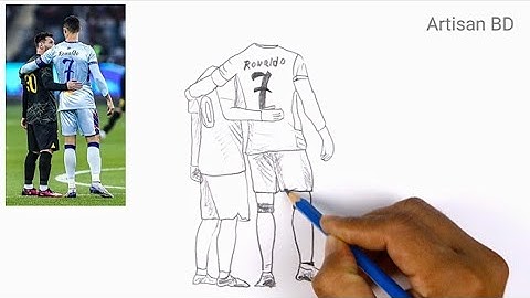 Drawing of Step By Step Easy Cristiano Ronaldo & Lionel Messi Pencil sketch | From Football Player