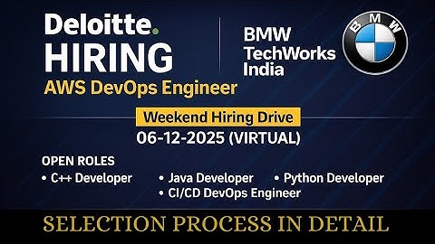 Deloitte & BMW TechWorks India Hiring Multiple Roles | Virtual Drive on 06-12-2025 |