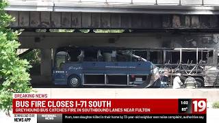Greyhound bus catches fire on I-71 in Cleveland