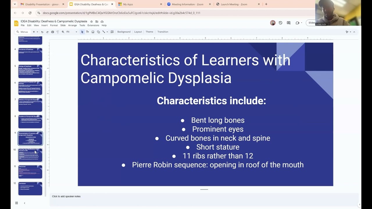 IDEA Disability: Deafness & Campomelic Dysplasia