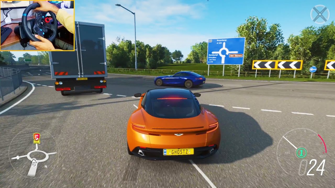 Driving the Aston Martin DB11 Using Logitech G29 Steering Wheel | Forza Horizon 4 Gameplay