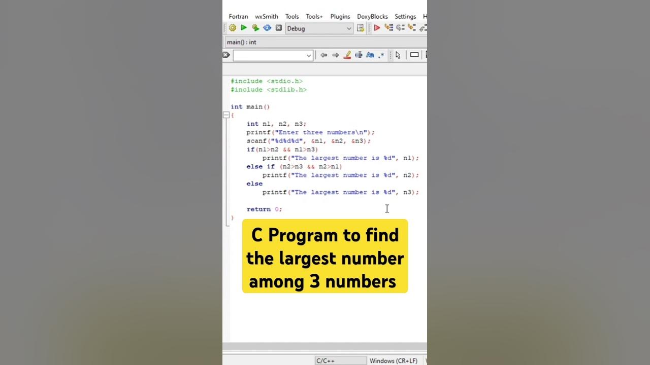 C Program to find the largest number among 3 numbers#clanguage# ...