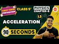 Acceleration one shot in 90 seconds  motion class 9 science  ncert class 9 physics ch8 cbse2024