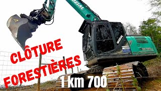 chantier de cloture foréstières sur 1 kilometre 700.kobelco sk 180 lc 11