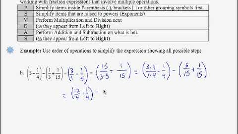 SWL3E16b: Basic Arithmetic - Order of Operations with Fractions