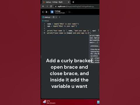 How to use f string in python. #coding #python #trending #shorts # ...