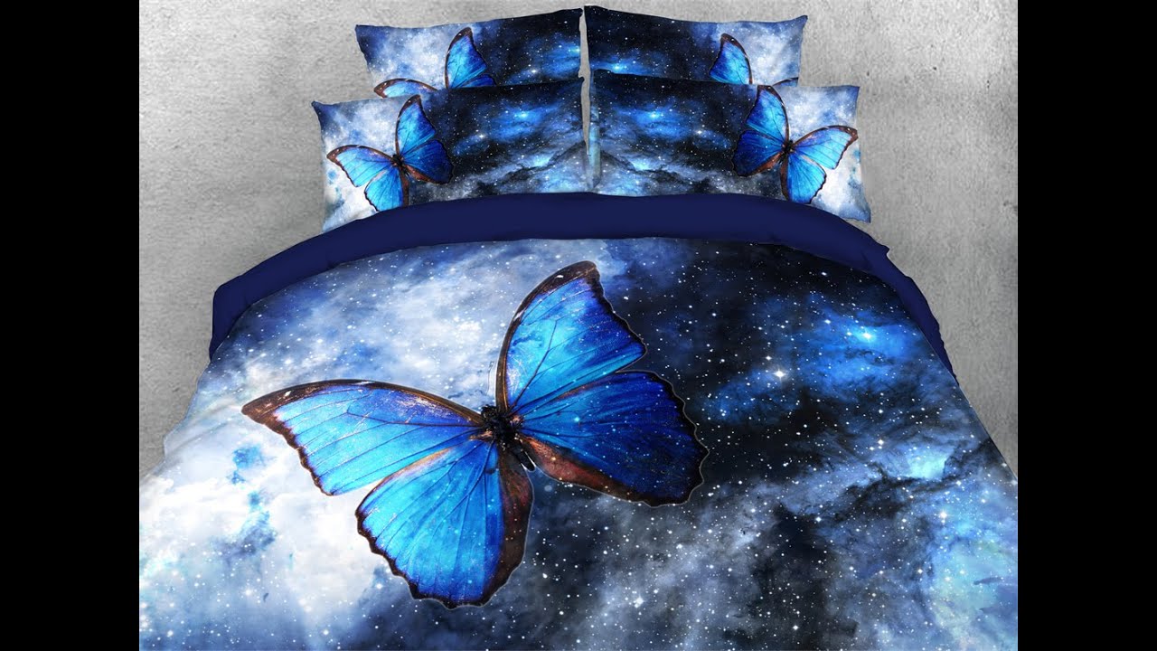 Beddinginn 3D Printed Comforter Sets Galaxy Butterfly Ultra Soft with Zipper Closure and Corner Ties