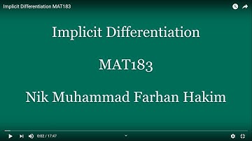 MAT183 - Implicit Differentiation (Part 2)
