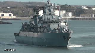 GERMAN NAVY FRIGATE FGS BRANDENBURG F215 ENTERS DEVONPORT NAVAL BASE AT DEVILS POINT 26-1-24