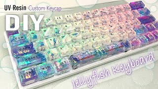 【DIY/UV Resin】Fantastic art? Auroura Jellyfish Keyboard ever I made! with Rainbow lighten up!