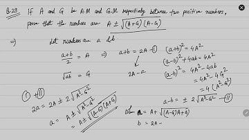 Class 11 Ex 9.3 Q29 NCERT | If A and G be A.M. and G.M, respectively between two| Sequences & Series