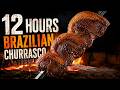 🔥 12 Hours of Brazilian Churrasco Ambience | Fire Sounds & Slow Grilling Meat ASMR