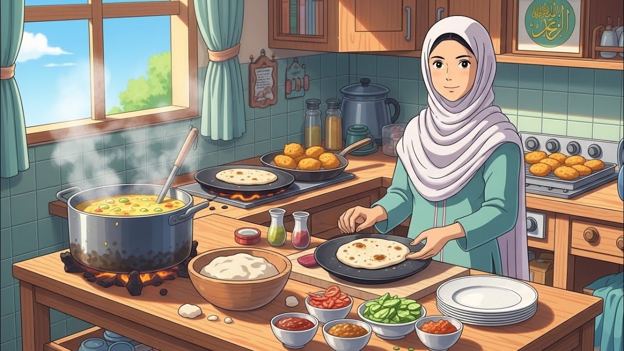 Ramadan 2026 Iftar Scene 🌙 | Beautiful Muslim Family Moment (Ghibli Islamic Animation)