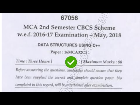2018 Mdu MCA 2nd Sem Data Structure Using C++ Question Paper