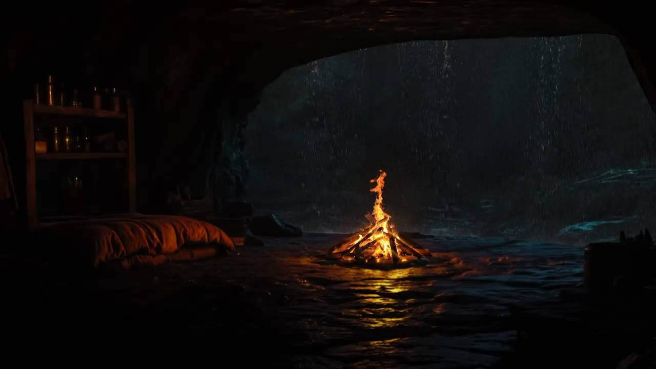 Soft Rain Sounds 😴 Calm Fireplace Ambience  Soothing White Noise for Deep Sleep