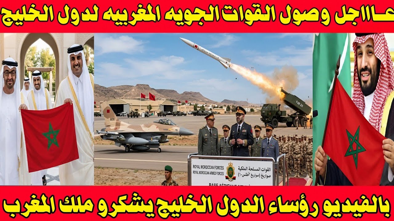 بالفيديو 🔴طائرات المغرب تصل الى دول الخليج وتتصدى لصواريخ ايران 👈 ورؤساء دول الخليج يشكر ملك المغرب