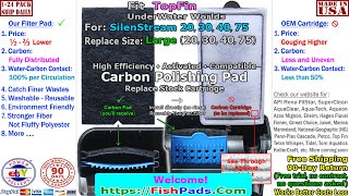 For TopFin SilenStream 20,30,40,75 UnderWater Worlds Filter Cartridge Large PF-L Generic Carbon Pad