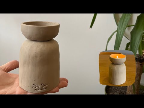 Seramik mumluk yapımı/ Ceramic candle holder making at home/ Pottery ideas