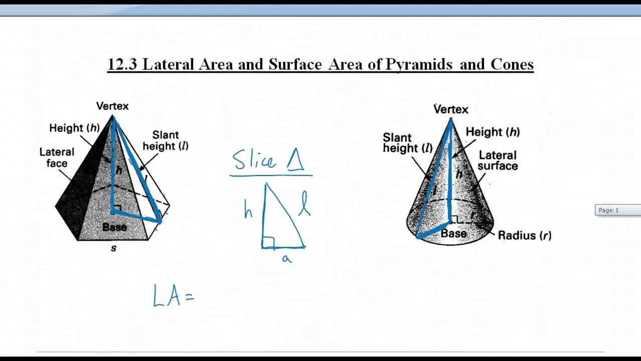 12.3 Lateral Area and Surface Area of Pyramids and Cones YouTube