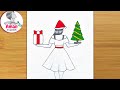 How to Draw a Christmas Girl with Santa Hat || Easy Pencil Sketch for Beginners || Christmas Drawing