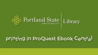 Printing in ProQuest EBook Central