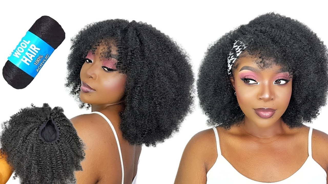 Wow😱 Quick And Simple Afro Wig With Bangs Using Brazilian Wool