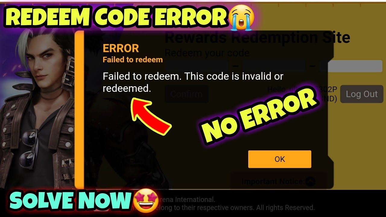Error Failed To Redeem Free Fire | This Code Is Invalid Or Redeemed | Free Fire Redeem Code Problem