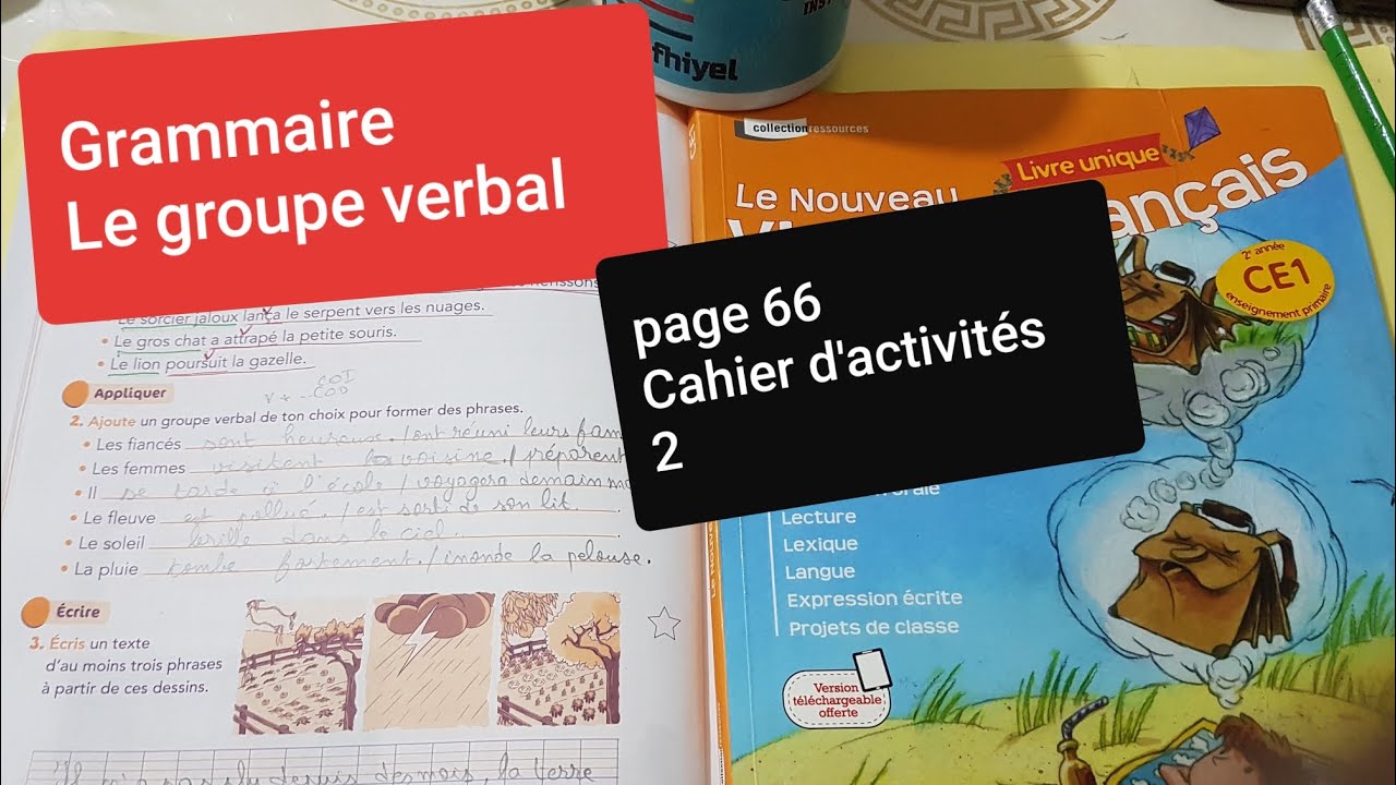 Grammaire. Le groupe verbal Le nouveau vivre le français CE1 Cahier d'activités 2 page 66