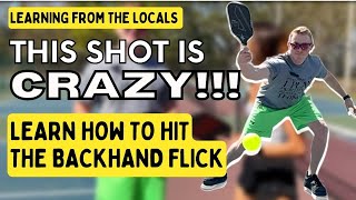 HOW TO HIT THE BACKHAND FLICK | You Need This Deceptive Pickleball Shot In Your Game! (ft. AJ Scarp) screenshot 4