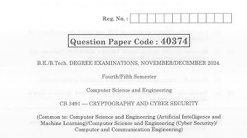 CB3491 | Cryptography and Cyber Security | Nov Dec 2024 | Anna University | Previous Year Questions