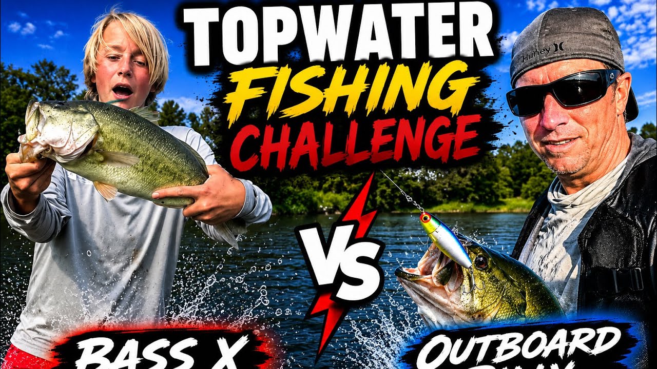 Top Water Fishing Challenge @Bassxfishing VS @outboardbilly828  on Lake Norman  #fishingchallenge