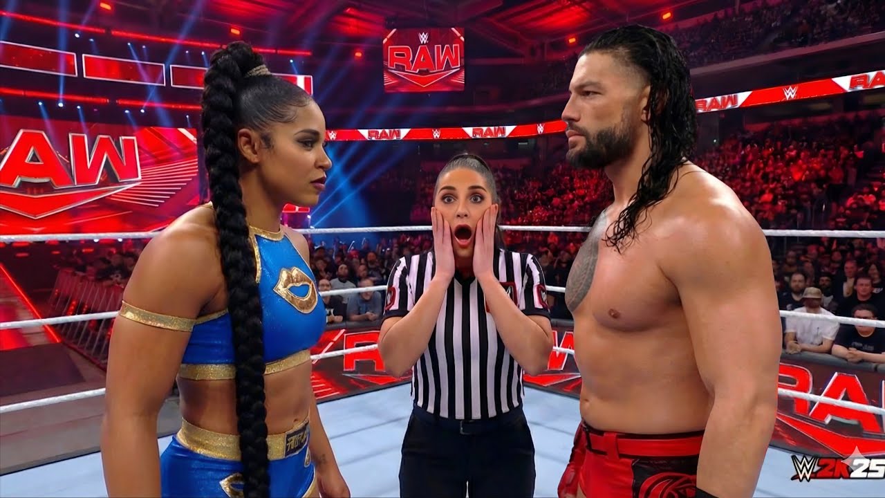 Bianca Belair vs. Roman Reigns • WWE Raw (Feb. 18, 2025) 😱 #biancabelair #romanreigns 