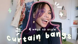 4 easy hairstyles for curtain bangs! (flat iron + curling iron)