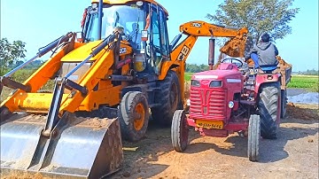 New Jcb 3dx Backhoe Loader Machine Loading Red Mud In Mahindra 295 DI Tractor | Jcb Video