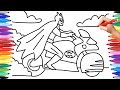 BATMAN MOTORCYCLE // BATMAN RIDING THE MOTORBIKE // BATMAN VEHICLES COLORING PAGES // COLORING VIDEO