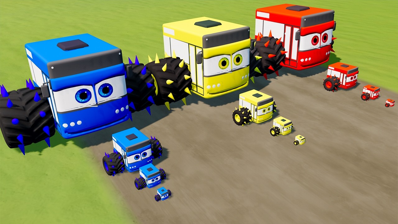 Big & Small Square Bus McQueen VS Train | BeamNG.drive