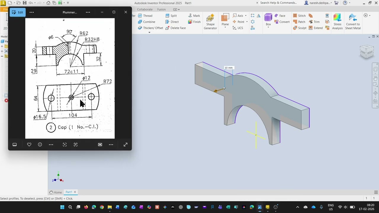 Plummer Block Cap on Inventor