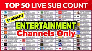 Top 50 Most Subscribed YouTube Channels | Entertainment Category Only