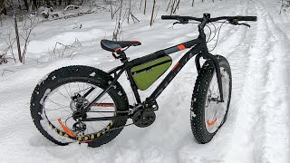 Фэтбайк зимой / Испытания по снегу в лесу / Fatbike Stark FAT 26 2 D / Жиробайк / Велотуризм / mtb