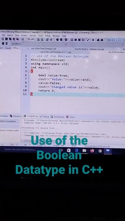 #use of the Boolean Datatype in C++# - YouTube